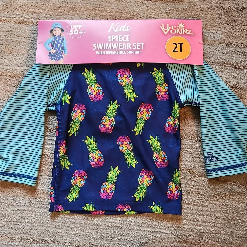 NEW! UV Skinz Swimwear Set With Reversible Hat, UPF 50+ Sun Protection